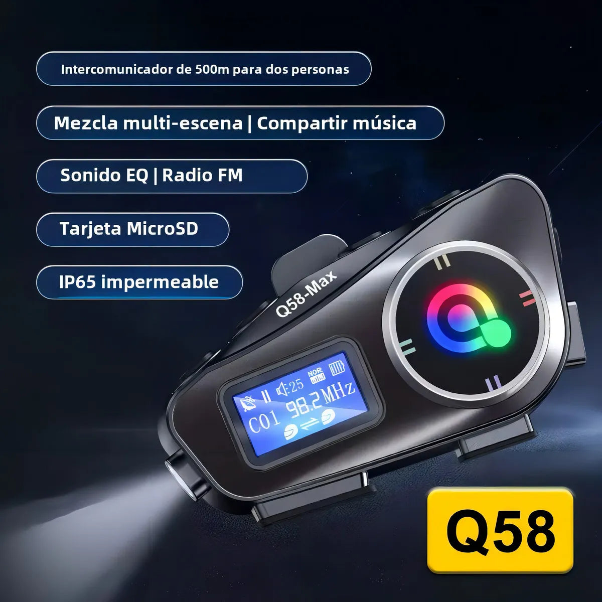 Intercomunicador Bluetooth Q58 MAX – Comunicación Clara hasta 500 M