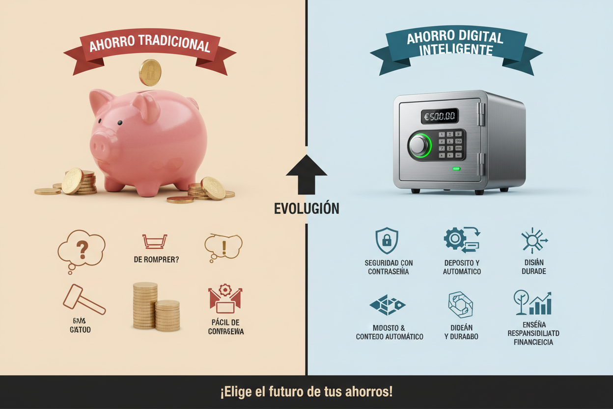 Comparación alcancía tradicional vs digital